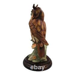 Vintage Long Eared Owl Statue Figurine Giuseppe Armani Signed Capodimonte Italy