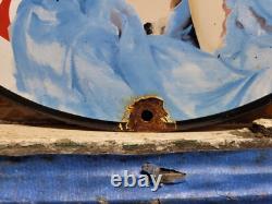 Vintage Magnolia Petroleum Porcelain Sign Art Deco Girlmotor Oil Advertising