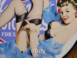 Vintage Magnolia Petroleum Porcelain Sign Art Deco Girlmotor Oil Advertising