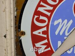 Vintage Magnolia Petroleum Porcelain Sign Art Deco Girlmotor Oil Advertising