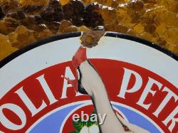 Vintage Magnolia Petroleum Porcelain Sign Art Deco Girlmotor Oil Advertising