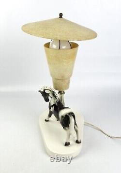 Vintage Mid Century Art Deco Mustang Horse Porcelain Figural Table Lamp