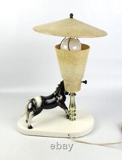 Vintage Mid Century Art Deco Mustang Horse Porcelain Figural Table Lamp