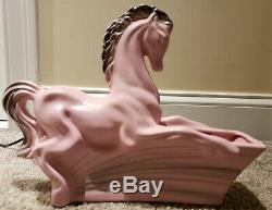 Vintage Mid Century Pink Horse Porcelain Sculpture Art Deco TV Television Lamp