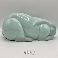 Vintage Mikasa Art Deco Revival 12 Inch Light Blue Porcelain Rabbit Figurine /cb