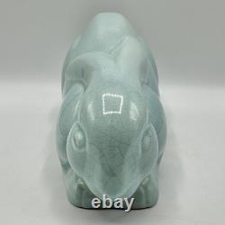 Vintage Mikasa Art Deco Revival 12 Inch Light Blue Porcelain Rabbit Figurine /cb