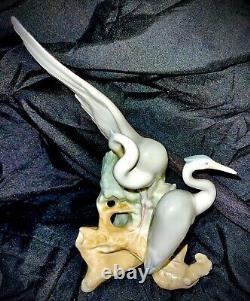 Vintage Nao By Lladro Porcelain Figurine Two Resting Herons Mint Retired 10