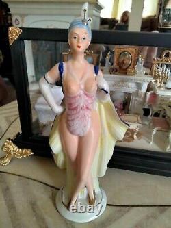Vintage Naughty Art Deco Flamenco Dancer Lady Porcelain Figurine 10 Tall Statue