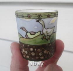 Vintage Nippon Noritake Moriage Porcelain Art Deco Geese, Ducks Toothpick Holder