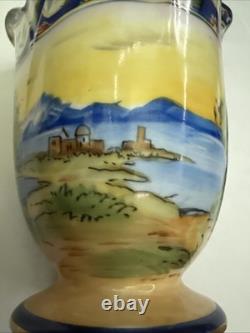 Vintage Noritake Hand-painted Art Deco Porcelain Vase Colorful Landscape 6.5