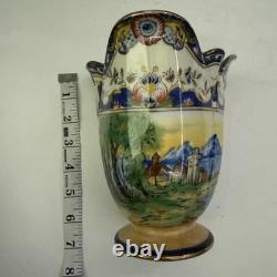 Vintage Noritake Hand-painted Art Deco Porcelain Vase Colorful Landscape 6.5