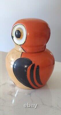 Vintage Noritake Lusterware Handpainted Art Deco Porcelain Owl Inkwell 1930s