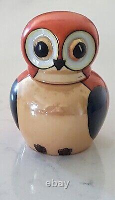 Vintage Noritake Lusterware Handpainted Art Deco Porcelain Owl Inkwell 1930s