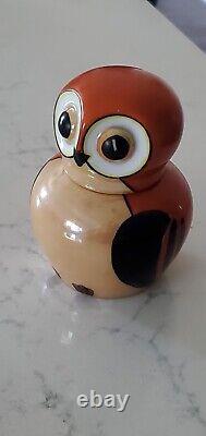 Vintage Noritake Lusterware Handpainted Art Deco Porcelain Owl Inkwell 1930s