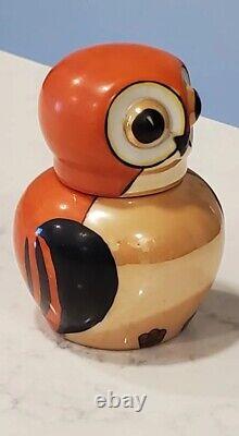 Vintage Noritake Lusterware Handpainted Art Deco Porcelain Owl Inkwell 1930s