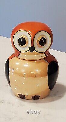 Vintage Noritake Lusterware Handpainted Art Deco Porcelain Owl Inkwell 1930s