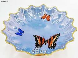 Vintage Noritake Porcelain Art Deco Lusterware Butterfly Bowl Candle Holder Set
