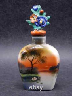 Vintage Noritake Porcelain Perfume Bottle River Lotus Art Deco