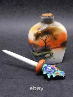 Vintage Noritake Porcelain Perfume Bottle River Lotus Art Deco