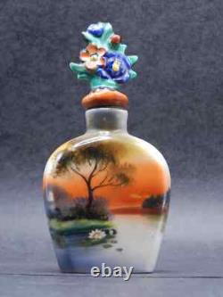 Vintage Noritake Porcelain Perfume Bottle River Lotus Art Deco