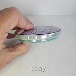 Vintage Noritake porcelain powder box Art Deco Lusterware woman holding a fan