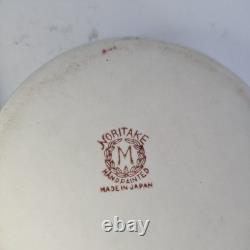Vintage Noritake porcelain powder box Art Deco Lusterware woman holding a fan