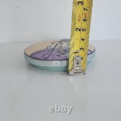 Vintage Noritake porcelain powder box Art Deco Lusterware woman holding a fan