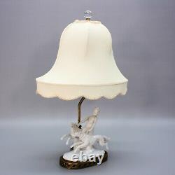 Vintage Nude Woman Dogs Art Deco Porcelain Girl Lady Figure Table Light Lamp