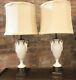 Vintage Pair Lenox Lamps Porcelain Art Deco Swan Handles Urn White