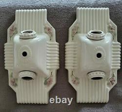 Vintage Pair Of Circa 1930 Art Deco Porcelain Light Fixtures