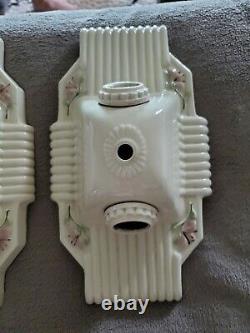 Vintage Pair Of Circa 1930 Art Deco Porcelain Light Fixtures