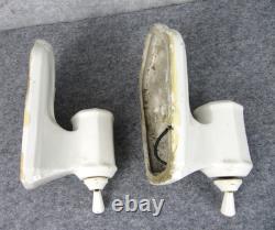 Vintage Pair White Porcelain ART DECO Wall Light Room Home Sconces