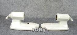 Vintage Pair White Porcelain ART DECO Wall Light Room Home Sconces