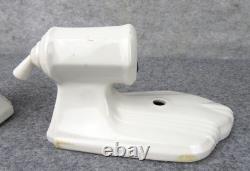 Vintage Pair White Porcelain ART DECO Wall Light Room Home Sconces