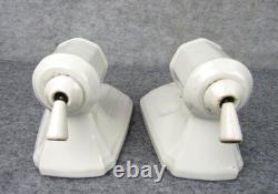 Vintage Pair White Porcelain ART DECO Wall Light Room Home Sconces