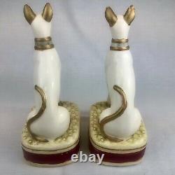 Vintage Pair of Greyhound Whippet Dog Bookends Ceramic Art Deco Hand Painted