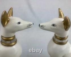 Vintage Pair of Greyhound Whippet Dog Bookends Ceramic Art Deco Hand Painted