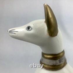 Vintage Pair of Greyhound Whippet Dog Bookends Ceramic Art Deco Hand Painted