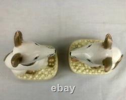 Vintage Pair of Greyhound Whippet Dog Bookends Ceramic Art Deco Hand Painted