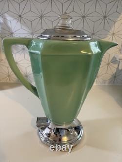 Vintage Percolator Art Deco Ceramic Or Porcelain 1930's 40s Green Coffee Pot