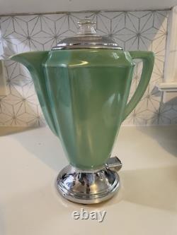 Vintage Percolator Art Deco Ceramic Or Porcelain 1930's 40s Green Coffee Pot