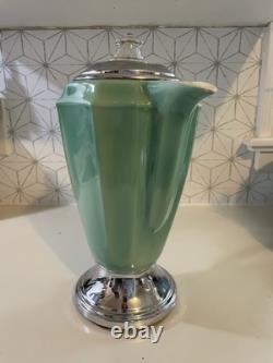 Vintage Percolator Art Deco Ceramic Or Porcelain 1930's 40s Green Coffee Pot