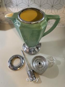 Vintage Percolator Art Deco Ceramic Or Porcelain 1930's 40s Green Coffee Pot