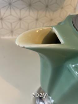 Vintage Percolator Art Deco Ceramic Or Porcelain 1930's 40s Green Coffee Pot