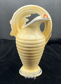 Vintage Pitcher Royal Art Pottery Longton, England Art Deco 1930's Floral