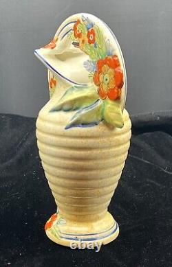 Vintage Pitcher Royal Art Pottery Longton, England Art Deco 1930's Floral