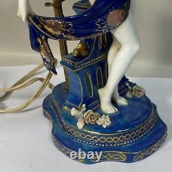 Vintage Porcelain And Brass Art Deco Figural Dancing Lady Lamp Germany