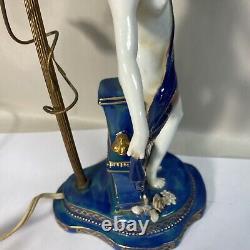 Vintage Porcelain And Brass Art Deco Figural Dancing Lady Lamp Germany