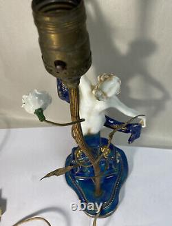 Vintage Porcelain And Brass Art Deco Figural Dancing Lady Lamp Germany