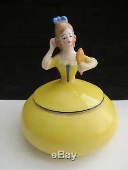 Vintage Porcelain Art Deco Half Doll Lady Scent Bottles And Powder Bowl Bavaria